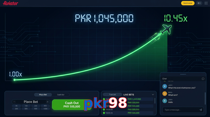 Main screen of Pkr98 aviator page for PK players